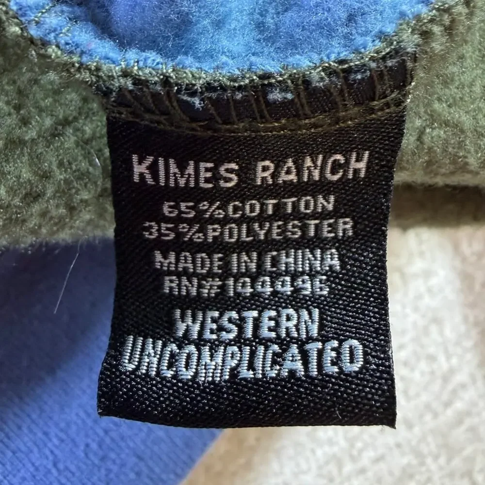 Kimes Ranch Men's XL Green Blue 1/4 Zip Long Sleeve Pullover Western Top Casual